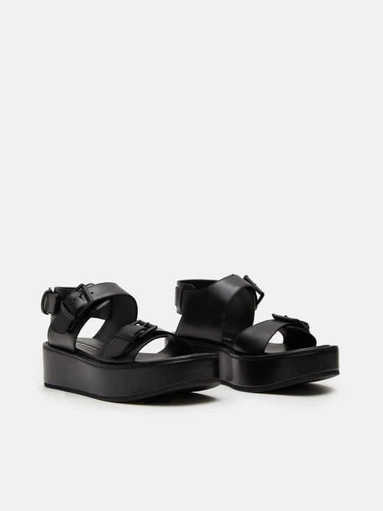 Ann Demeulemeester Shoes - Ann Demeulemeester Black Leather Platform Strap Sandals Size EU 40 US 10 $850